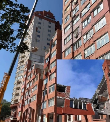 В Днепре восстанавливают поврежденную в результате обстрелов многоэтажку на Исполкомовской