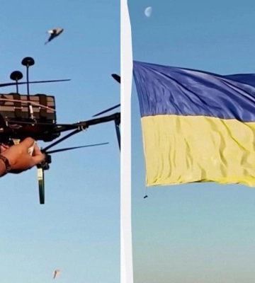 Над Черным морем взвился огромный флаг Украины: пограничники показали видео