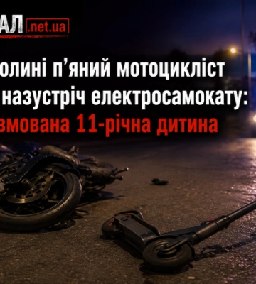 На Волині п’яний мотоцикліст виїхав назустріч електросамокату: травмована 11-річна дитина