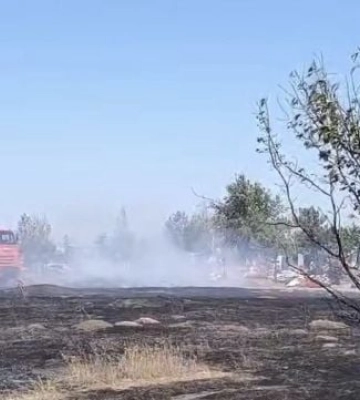 Под Мелитополем вспыхнул масштабный пожар: в Акимовке сгорело 40 гектаров поля и пострадало кладбище (видео)