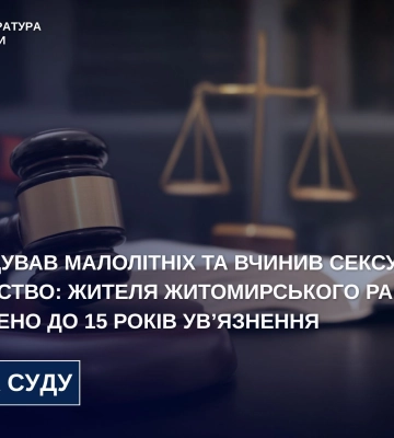 Жителя Житомирського району засуджено за розбещення дітей та сексуальне насильство