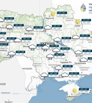 Прогноз погоды на 26 августа 2026 года в Украине: дожди, грозы и комфортные +21°…+26°