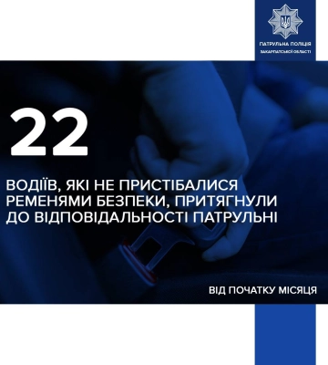 На Закарпатті за місяць виявили 22 непристебнутих водіїв