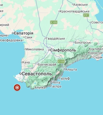 У побережья оккупированного Крыма зафиксировали землетрясение магнитудой 3,4