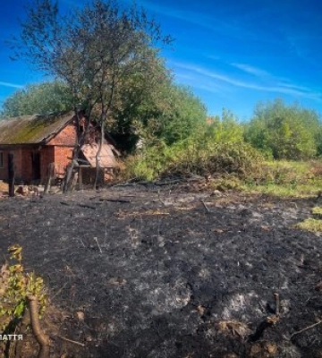 Недопалок у сухій траві ледь не спричинив велику пожежу в Тячеві: вогонь перекинувся на будівлю