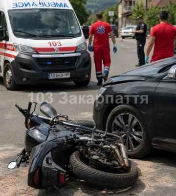 На Тячівщині зіткнулися автомобіль і мотоцикл: постраждали двоє молодих чоловіків