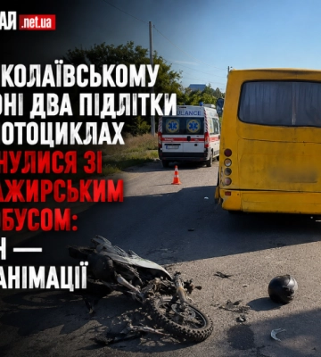 Двоє підлітків на мотоциклах врізалися в автобус на Миколаївщині
