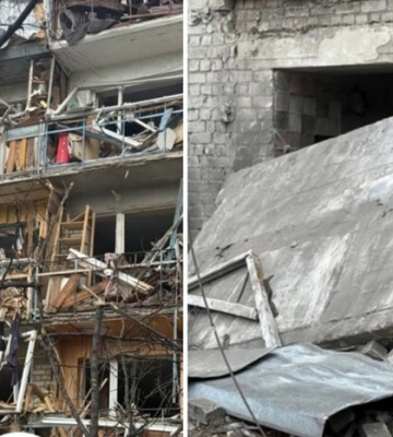 У Борисполі дрони пошкодили п’ятиповерхівку: вибито вікна, є обвал піддашшя (відео)