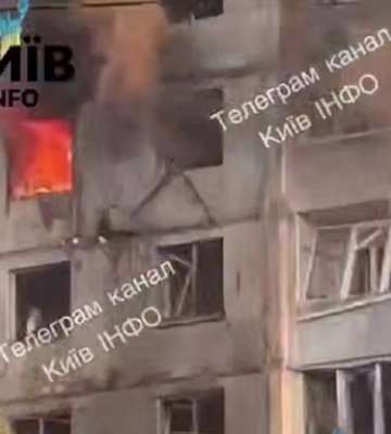 Прилет в 9-этажку в Киеве: пылает шесть этажей
