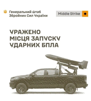 Генштаб ЗСУ: Уражено місця запуску ударних БпЛА, командні пункти та засоби розвідки противника