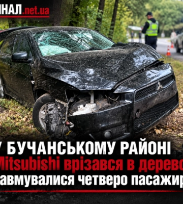 У Бучанському районі Mitsubishi врізався в дерево: травмувалися четверо пасажирів