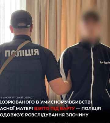 На Закарпатті підозрюваного у вбивстві матері юнака заґратовано судом