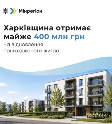 Майже 400 мільйонів гривень спрямують на відновлення 11 будинків на Харківщині