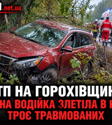 ДТП на Горохівщині: 14-річна водійка злетіла в кювет, троє травмованих
