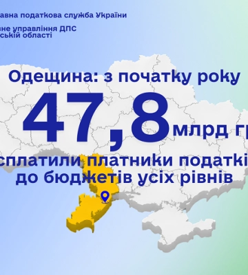 Платники Одещини сплатили майже 48 мільярдів податків та зборів