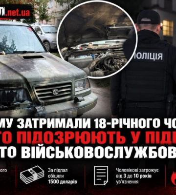 У Рівному затримали 18-річного чоловіка, якого підозрюють у підпалі авто військовослужбовця