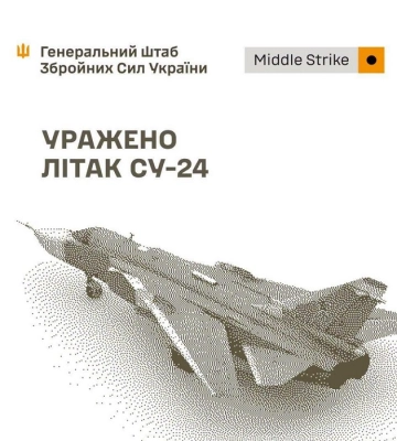 Сили оборони уразили Су-24, місце запуску ударних БпЛА та інші об'єкти противника, — Генштаб