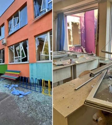 Атака на Київ 17 вересня: діти й випускники прибирають у потрощеному ворогом ліцеї (відео)