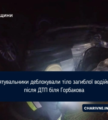 Рятувальники деблокували тіло загиблої водійки після ДТП біля Горбакова