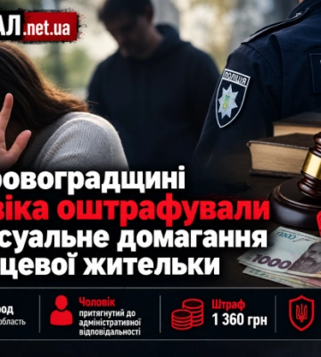На Кіровоградщині чоловіка оштрафували за сексуальне домагання до місцевої жительки