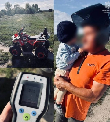 На Рівненщині п’яний батько віз дитину без мотошолому на квадроциклі