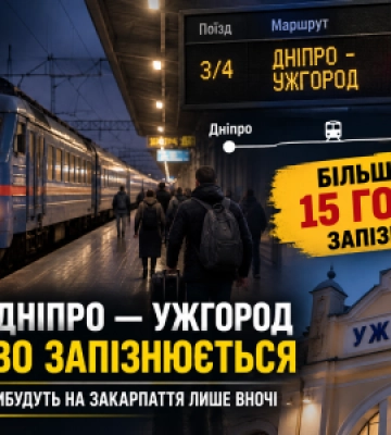 Поїзд Дніпро — Ужгород запізнюється більш ніж на 15 годин: пасажири прибудуть на Закарпаття лише вранці
